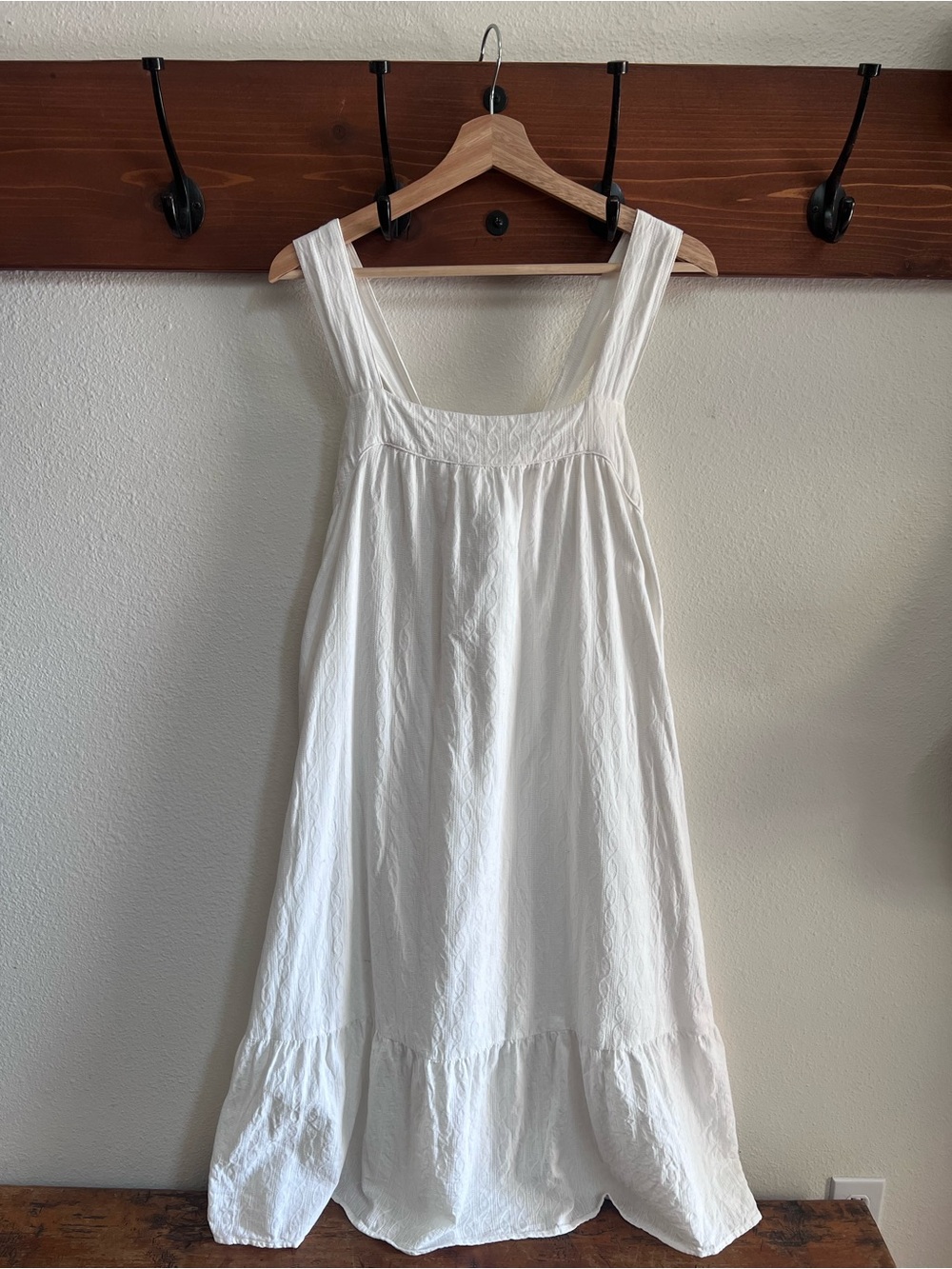 Carve Designs White Organic Cotton Midi Dress Ruffle Hem